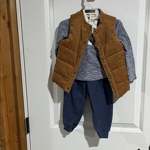 Max Studio Brown Vest with Blue Ensemble